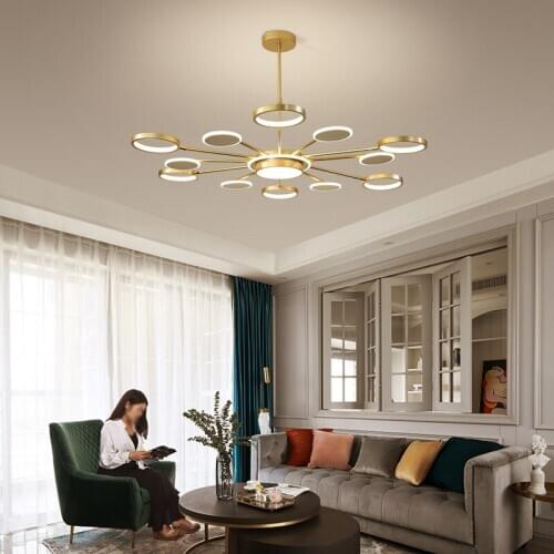 Nordic iron lighting brass modern led chandelier nordic decoration home living room decoration lampes suspendues