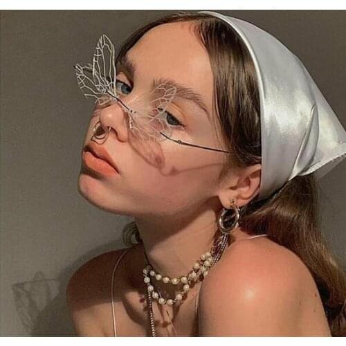 Men Women Metal Frameless Anti-Reflective Funny Butterfly Sunglasses Party Supplies Vintage Wings Sun Glasses Fashion Luxury