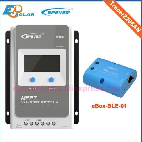 Solar Controller Tracer2206AN 20A MPPT EPsolar LCD display EPEVER 12V 24V Auto Switch eBOX-BLE-01 bluetooth function Phone APP