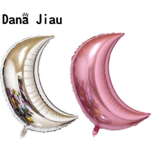 36inch Silver Pink Moon Shaped Foil Balloon Air Balloons Event Star Baloon Kids Toy Wedding Birthday Party Decoration Holiday