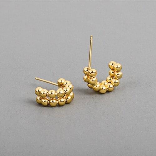 VENTFILLE 925 Sterling Silver Retro temperament all-match bead earrings ins cold wind earrings Handmade Jewelry Accessories