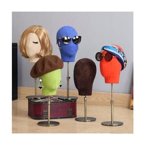 Fashionable Different Style Fabric Head Mannequin With Metal Base Head Manikin On Display Made In China