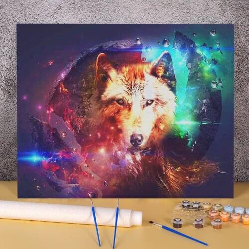 Animal Wolf DIY Painting By Numbers Kit Oil Paints 40*50 Canvas Painting Loft Wall Picture Crafts For Adults Wall Wholesale