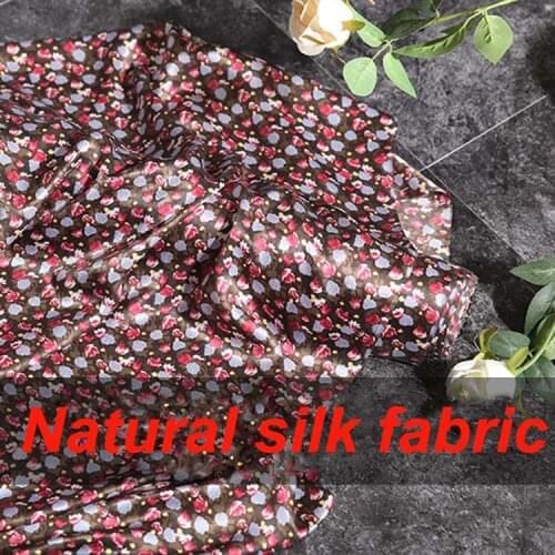 1 Meter Retro Small Floral, Sand-washed Silk Crepe Satin Fabric, Soft And Waxy Feel, Pure Silk Mulberry Silk Fabric