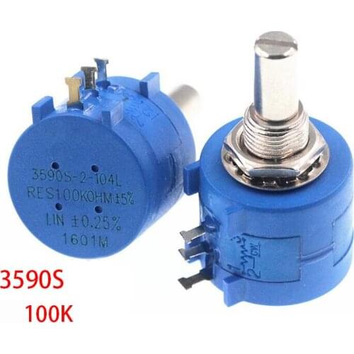 1PCS 3590S 100K Ohm 104 3590S-2-104L 3590S-2-104 3590S-104 Precision Multiturn Potentiometer 10 Ring Adjustable Resistor