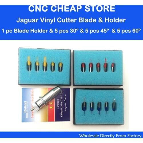 1pc Jaguar Gcc Cutting Plotter Signpal Vinyl Cutter Blade Holder + 5pcs Roland 45+5pcs 60+5pcs 30 degree Blades