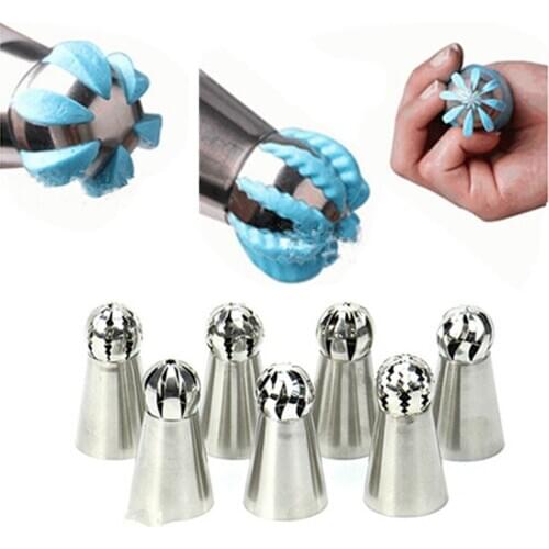 1PC Hot Unique Design Russian Ball Piping Nozzles Stainless Steel Cream Flower One-time Molding Cake Decoration Decor Tips Tool