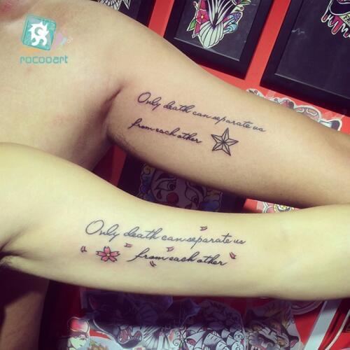 1pcs Unique English Words Letter Designs Black Temporary Tattoo Sticker Waterproof Fake Body Tattoo Sticker For Couples