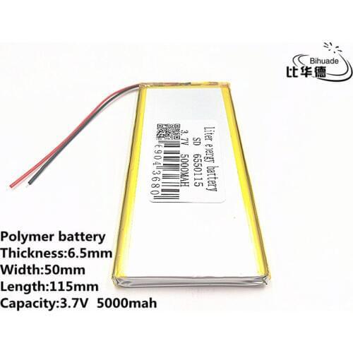 10pcs/lot Good Qulity 3.7V,5000mAH,6550115 Polymer lithium ion / Li-ion battery for TOY,POWER BANK,GPS,mp3,mp4