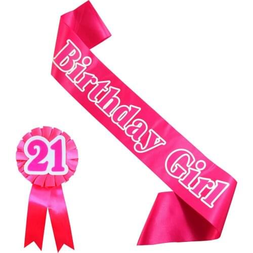 2021 NEW party favor Birthday Girl set 18 21 30 40 50 glitter number badge pink satin sash sweet novelty happy birthday gift