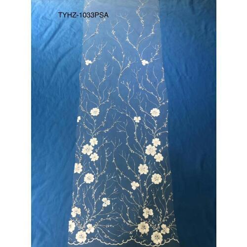 3D flowers embroidery Bead lace fabric flower embroiedding For wedding drsss fabric 10 Yards