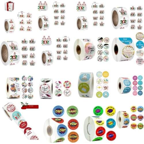 50/500pcs Christmas Holiday Party gift stickers School reward Cute sticker Animal Tags for children thank you