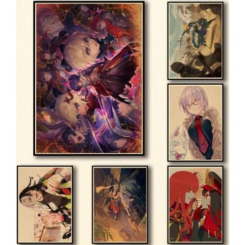 50 Designs Fate Grand Order Kraftpaper Poster Game Artwork Fancy Wall Sticker for Coffee House Bar Volume 1