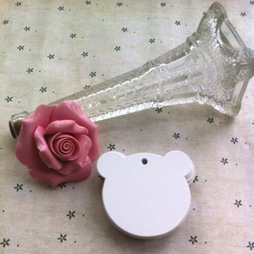 6*6cm 100pcs/lot Brown White Black Paper Packaging Labels Bear Shaped Blank Food Label DIY Message Tag Wedding Decoration