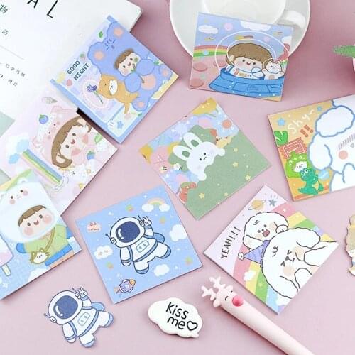 80 sheets Creative Cartoon Cute Astronaut Strawberry Bear Memo Note Memo Pad Sticky Note Student Stationery Prizes