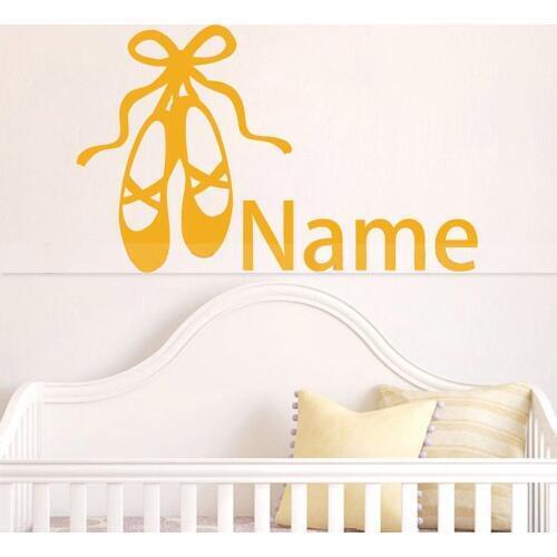 Ballet Shoes Customize Name Ballerina Vinyl Wall Sticker Decal Dance Girls Room Modern Home Decoration Adhesive Wallpapers C580