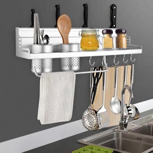 Behogar Aluminum Pantry Cookware Spice Dinnerware Kitchenware Shelf Storage Utensils Cutlery Rack Holder Organizer
