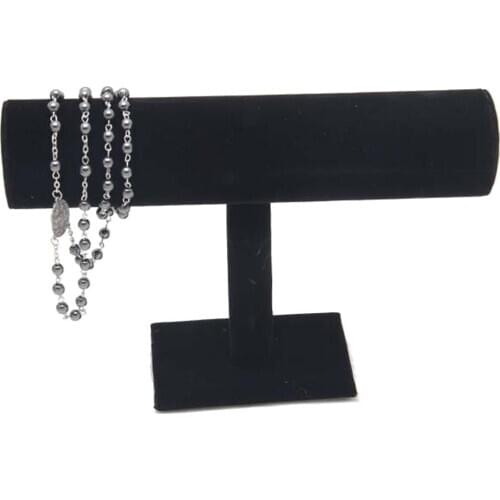 Portable Velvet Bracelet Holder T-Bar Bracelet Bangle Watch Jewelry Organizer Display Stand Holder Rack Storage Black Red White