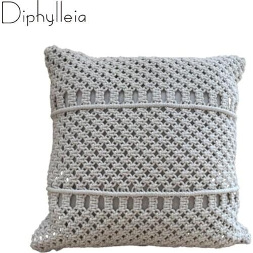Diphylleia Macrame Pillow Case 100% Hand Woven Cushion Cover Decorative Bohemia Style Bed Sofa Couch Bench Car Boho Home Decor