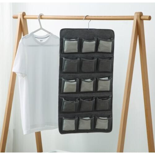 Double Sided Underwear Hanging Organizer Solid Color Oxford Cloth Storage Bag with 20 Mesh Pockets