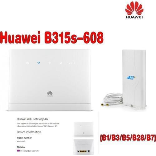 Huawei B315s-608 LTE FDD700/850/1800/2100/2600(B1/3/5/7/28)Mhz Mobile Wireless VOIP CPE Router plus 4g antenna