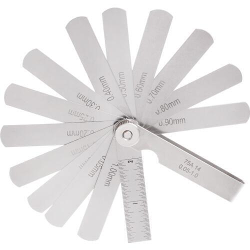 14 Blade 0.05-1mm Feeler Gauge Gage Thickness Measurment Tool Metric Gap Filler