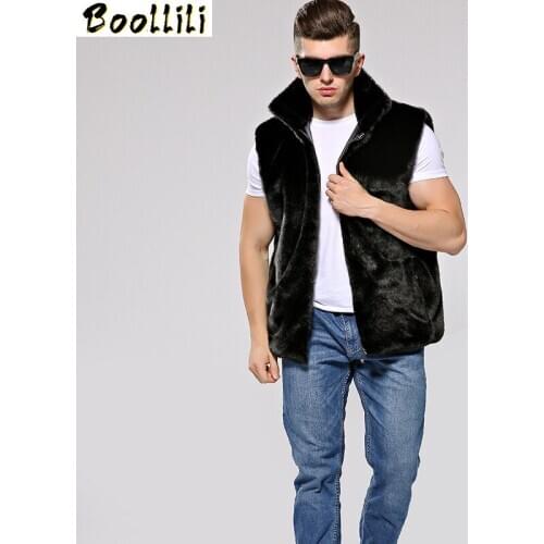 Boollili Faux Fur Vest Men Plus Size Sleeveless Jacket Mens Clothing Hooded Vests for Men Coat Jackets Casaco Masculino
