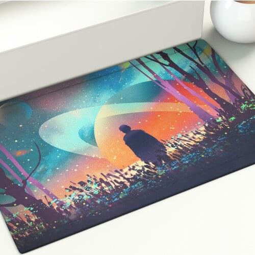 Floor Mat Galaxy Black Hole 6 Patterns Kitchen Area Rugs Living Room Bedroom Bathroom Decoration Printed Large Anti Slip Carpet