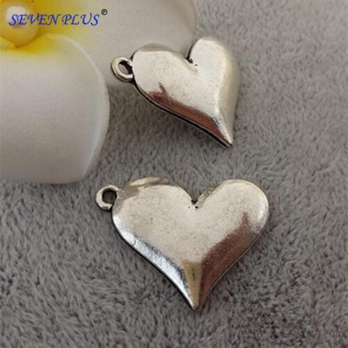 Newest 10 Pieces/Lot 21mm*23mm Antique Silver Plated Raised Polished Heart Jewelry Making Charms