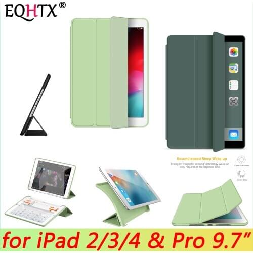 New fashion simple For iPad Pro 9.7 inch Case 2016 / A1673 A1674 A1675, Soft Leather Smart Cover for iPad 2/3/4 Case Funda A1460