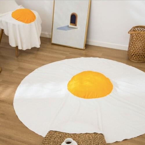 White Round Poached Egg Coral Fleece Baby Blanket For Adults Office Nap Sofa Designer Blanket Fried Egg Pet Throw Blankets