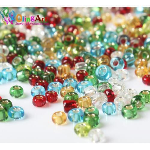 OlingArt new 2MM AAA mixed multicolor Glass Seed beads 1700pcs 7 Color Spacer round hole Bracelet necklace DIY jewelry making