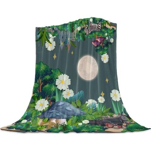 Jungle Tropical Plant Blankets for Beds Home Bedspread Travel Flannel Blanket Throw Blanket for Sofa