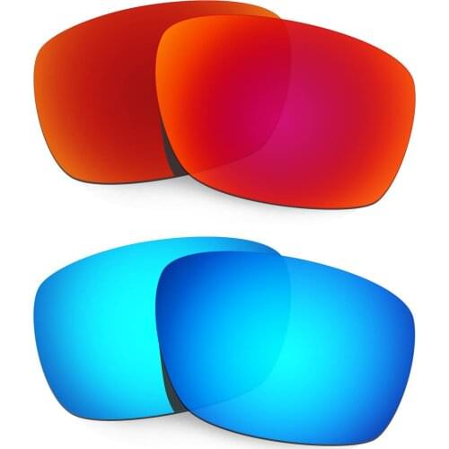 HKUCO Polarized Replacement Lenses For Tinfoil Carbon Sunglasses Red/Blue 2 Pairs