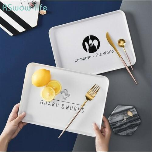 Rectangular Plastic Household Simple Bread Breakfast Plate Cup Plate Hotel Tea Tray For Fruit Bread Tray Tableware