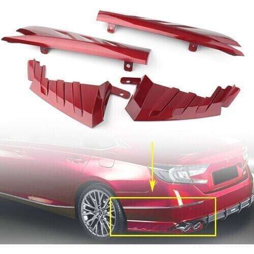 For 2018 2019 Honda Accord 4Pcs Red Car Rear Bumper Lip Splitter Protector Body Spoiler Trim Cover ABS Car Styling Accessories