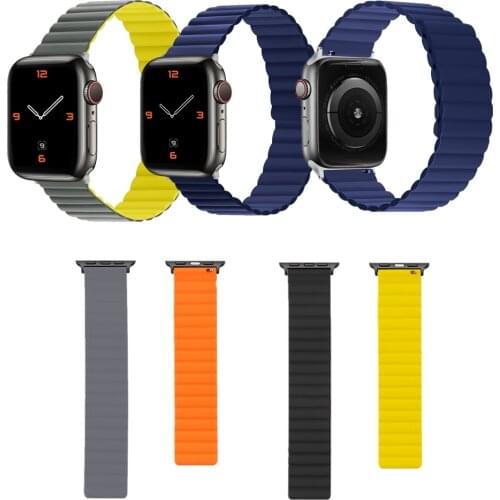 Silicone Magnet Band for Apple Watch 40 44MM Link Loop Strap for IWatch 6 5 4 3 2 1 SE Watch Bands 38MM 42MM Wristbands
