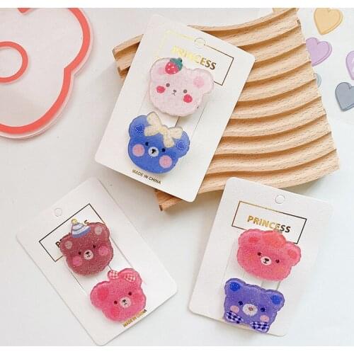 Korean Style Candy-colored Bear Shape Acrylic Hair Clips Cute Cartoon Animal Hairpin Women Girls Hair Acccessories Gifts