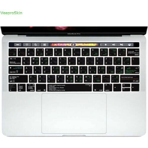 VIM VI Shortcuts Hotkey Silicone Keyboard Cover Skin Protector For Macbook Pro 13" A1706 15" A1707 2016 Release Touch Bar