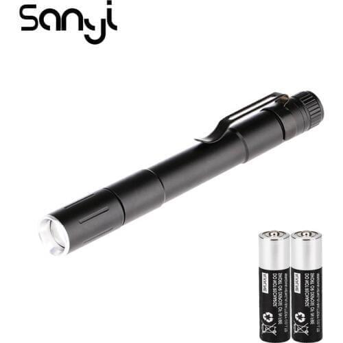 SANYI XPE LED Flashlight Power by 2*AAA Battery Medical Penlight Torch for Camping Light Portable Lantern Linternas LED