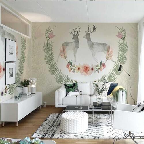 Wapiti Europe Murals Wall Paper Non-woven Photo Wallpaper for Living Room Study Room Vintage Art Wall Decor Novelty Mural Elk