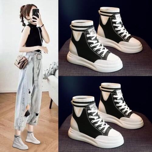 2021 Womens Shoes Fashion High-top Platform Boots Leather High Wedge Ankle Boots Women Punk Style High Heels Women Shoes