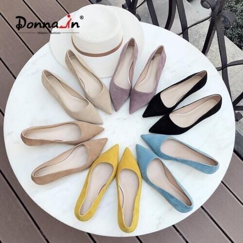 Donna-in 2020 Spring Autumn New Pointed High-heeled Kid Suede Shoes Europe America Style Casual Ladies Was Thin Wild Women Shoes