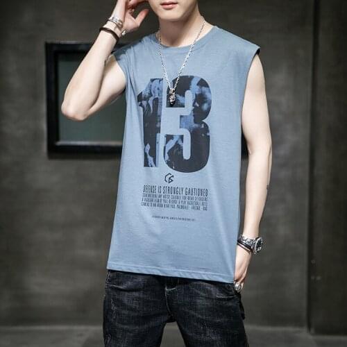 Vest Mens Tide Pure Cotton Waistcoat Summer Tide Brand Sports Loose Mens Fitness Basketball Sleeveless T-shirt Tank Top Men