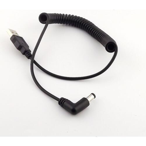1pcs USB 2.0 Male to DC Power 5.0mm x 3.0mm Angled Coiled Spiral Connector Cable 5ft