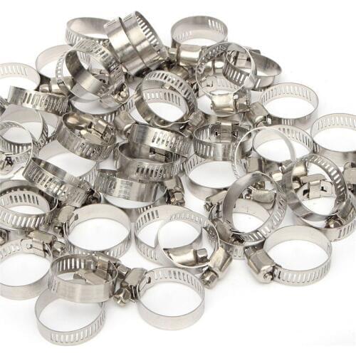 10-16mm Stainless Steel Adjustable Drive Hose Clamps Fuel Line Worm Car Clip Fastener 10pcs