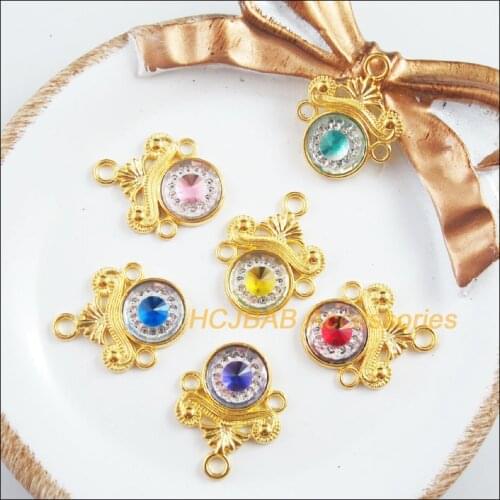 12Pcs Gold Plated Retro Flower Mixed Resin Charms Pendants 18x23mm