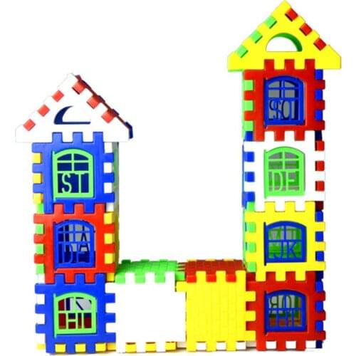 24pcs/lot DIY Plastic Interlocking Building Blocks Construction House Playset Early Educational Enlightenment Toy for Children