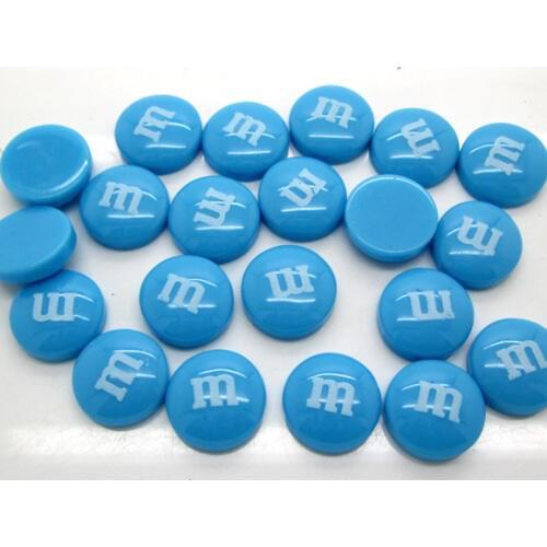 50Pcs 14mm Blue Resin Decoration Crafts Letter M Bead Flatback Cabochon Scrapbook DIY Accessories Buttons
