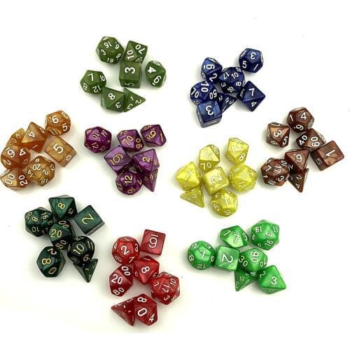 7pc/Set Dice D4-D20 Multi Sided Games Dices 9 colors Desktop Polyhedral Set Acrylic Plastic Toy Kit